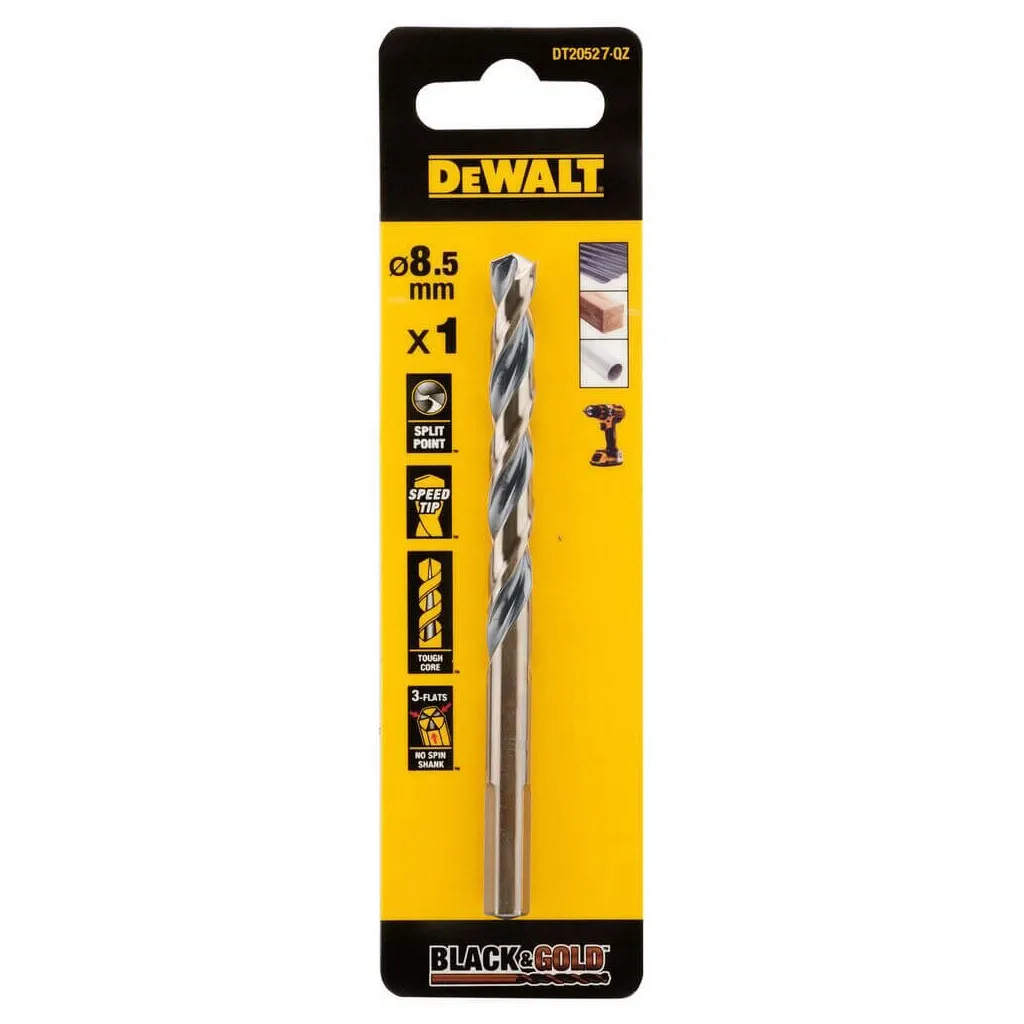 Сверло DeWALT по металлу Black&Gold, HSS-G, 8.5 х 117 х 75 мм (DT20527)