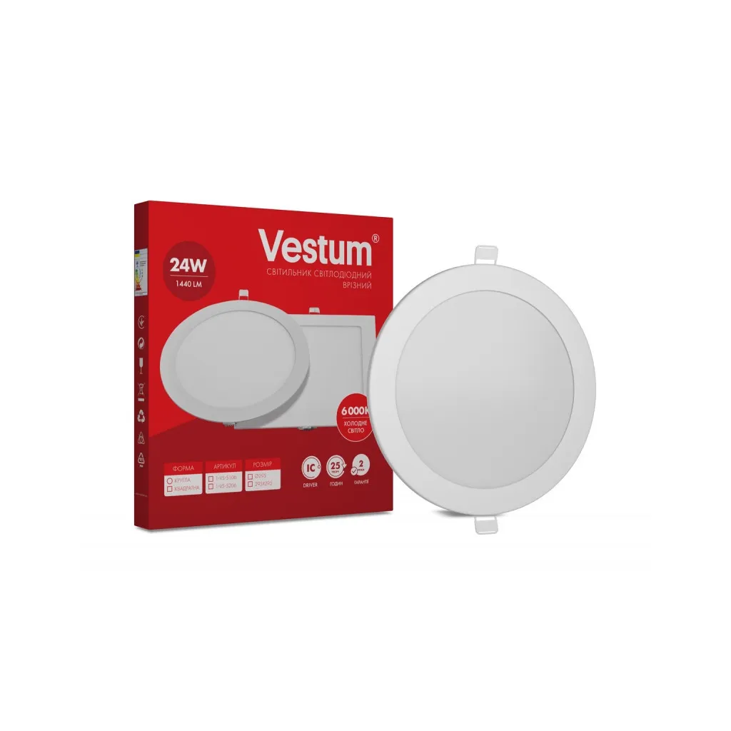 Светильник Vestum LED 24W 6000K 220V (1-VS-5106)