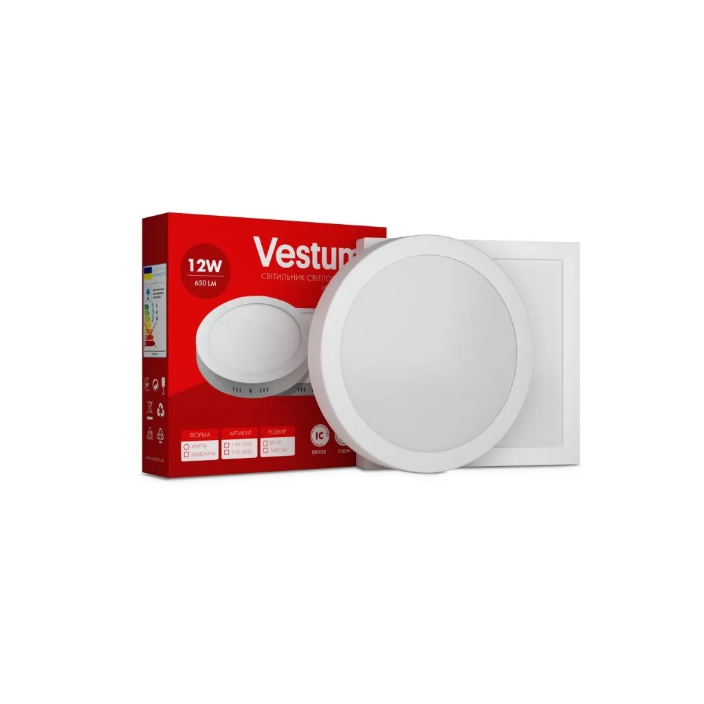 Світильник Vestum LED 12W 6000K 220V (1-VS-5406)