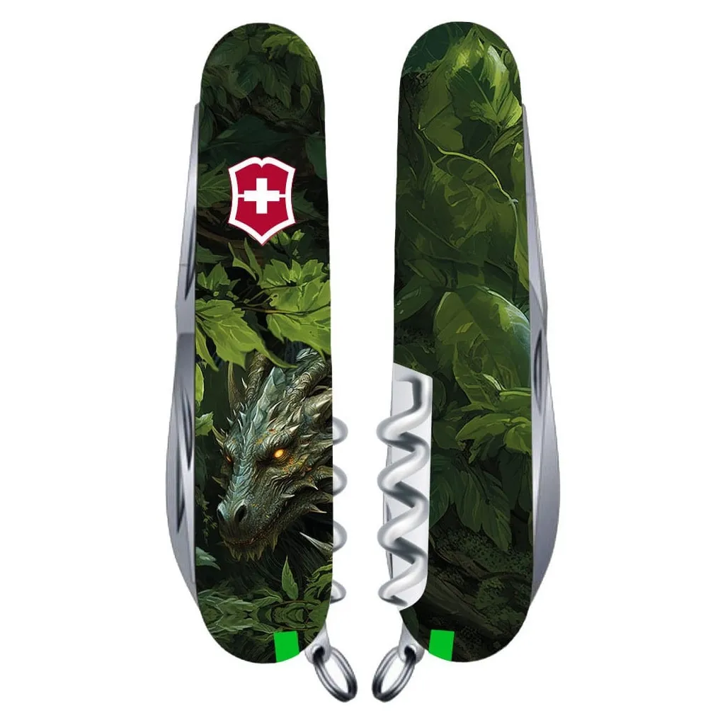  Victorinox Huntsman Zodiac 91 мм Зеленый деревянный дракон (1.3713.3_Z3240p)