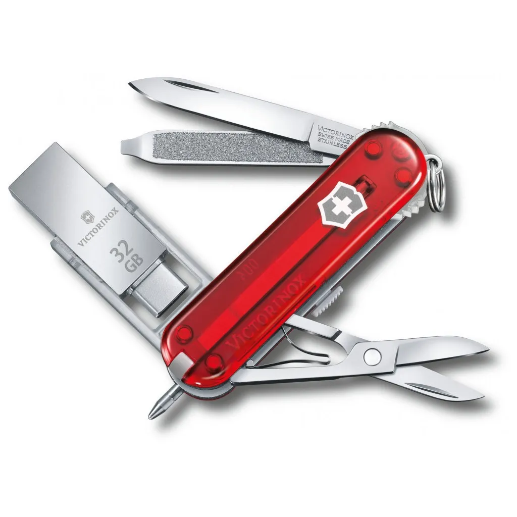  Victorinox VictorinoxWor 58 мм Прозрачный красный USB 3.0/3.1 32 Gb (4.6235.TG32B1)