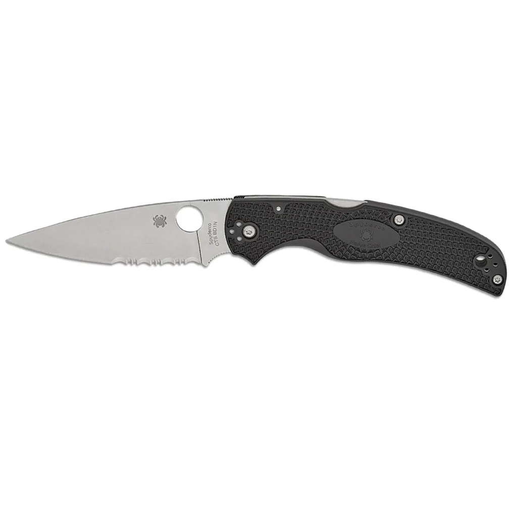  Spyderco Native Chief Satin BD1N Serrated Black FRN (C244PSBK)