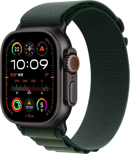 Смарт-часы Apple Watch Ultra 2 GPS + Cellular 49mm Black Titan Case with Dark Green Alpine Loop - Medium (MX4R3UL/A)