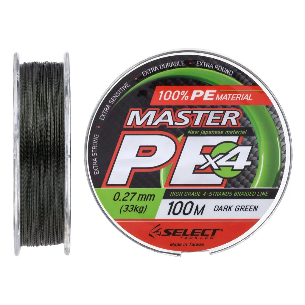 Волосінь, шнур Select Master PE 100m Dark Green 0.27мм 33кг (1870.15.96)