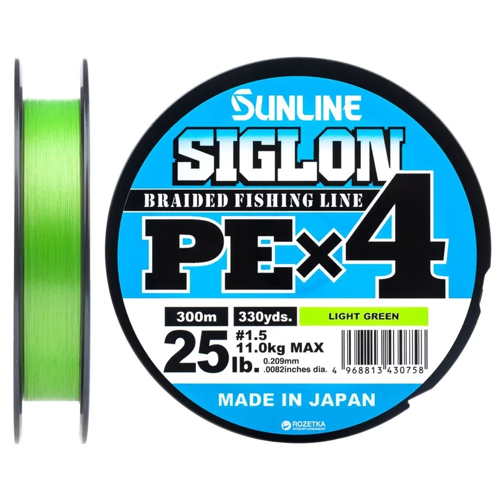 Леска, шнур Sunline Siglon PE н4 300m 1.5/0.209mm 25lb/11.0kg Light Green (1658.09.41)