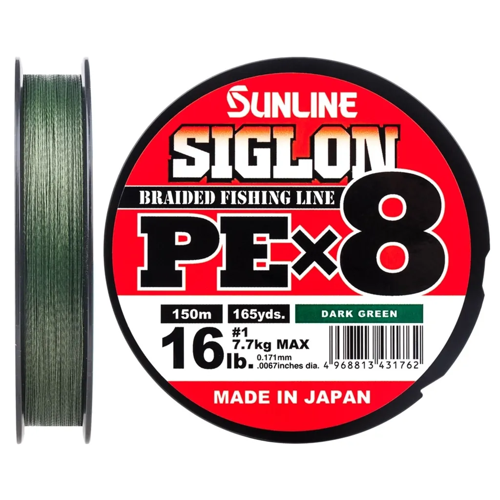 Леска, шнур Sunline Siglon PE х8 300m 0.8/0.153mm 12lb/6.0kg Dark Green (1658.10.41)