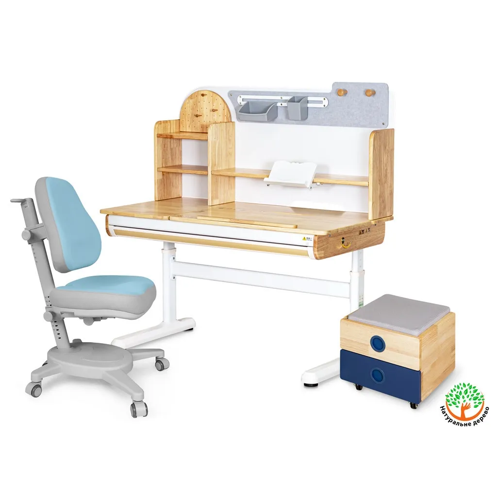  Mealux Timberdesk L (парта+кресло+тумба) голубой (BD-690 L+ box BD 920-2 BL+Y-110 BLG)