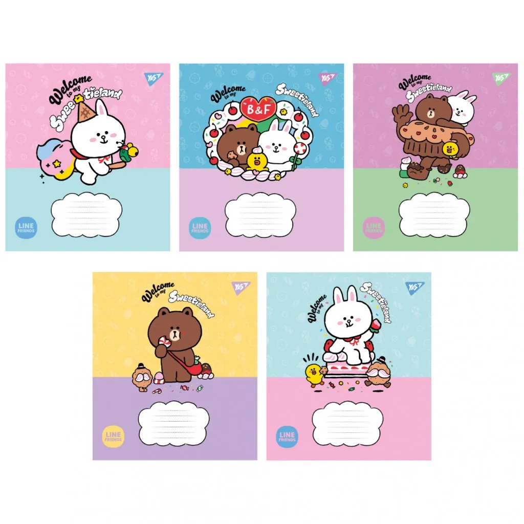 Тетрадь Yes Line Friends. Sweetieland 12 листов клетка (766921)