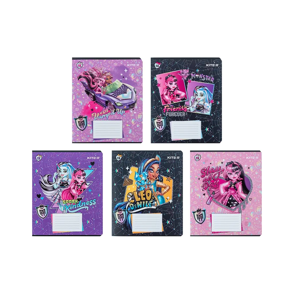 Зошит Kite Monster High 12 аркушів, клітинка (MH24-232)