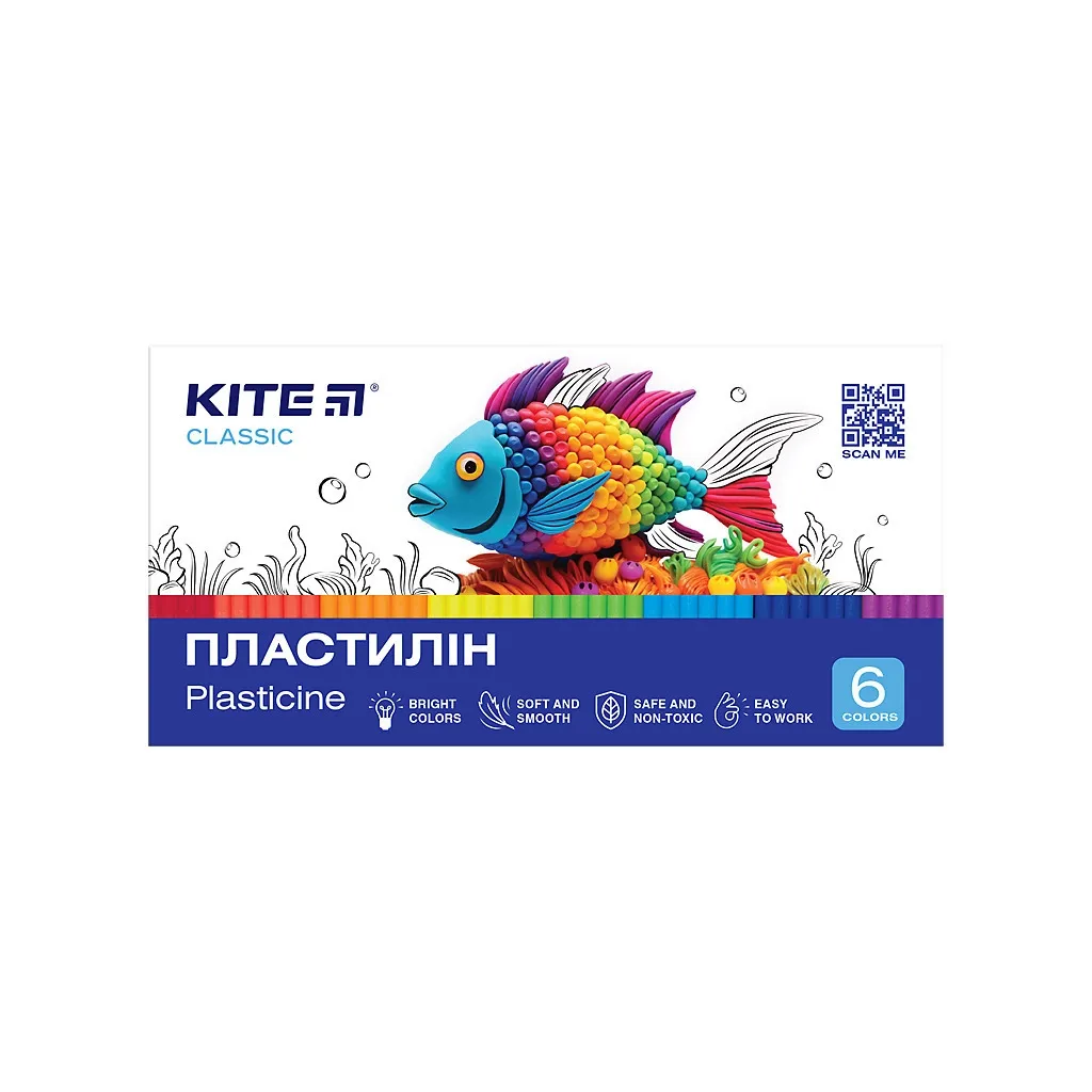 Пластилин Kite Classic восковой 6 цветов, 120 г (K-081)