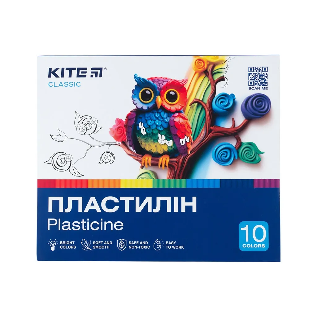 Пластилін Kite Classic 10 кольорів, 200 г (K-084)