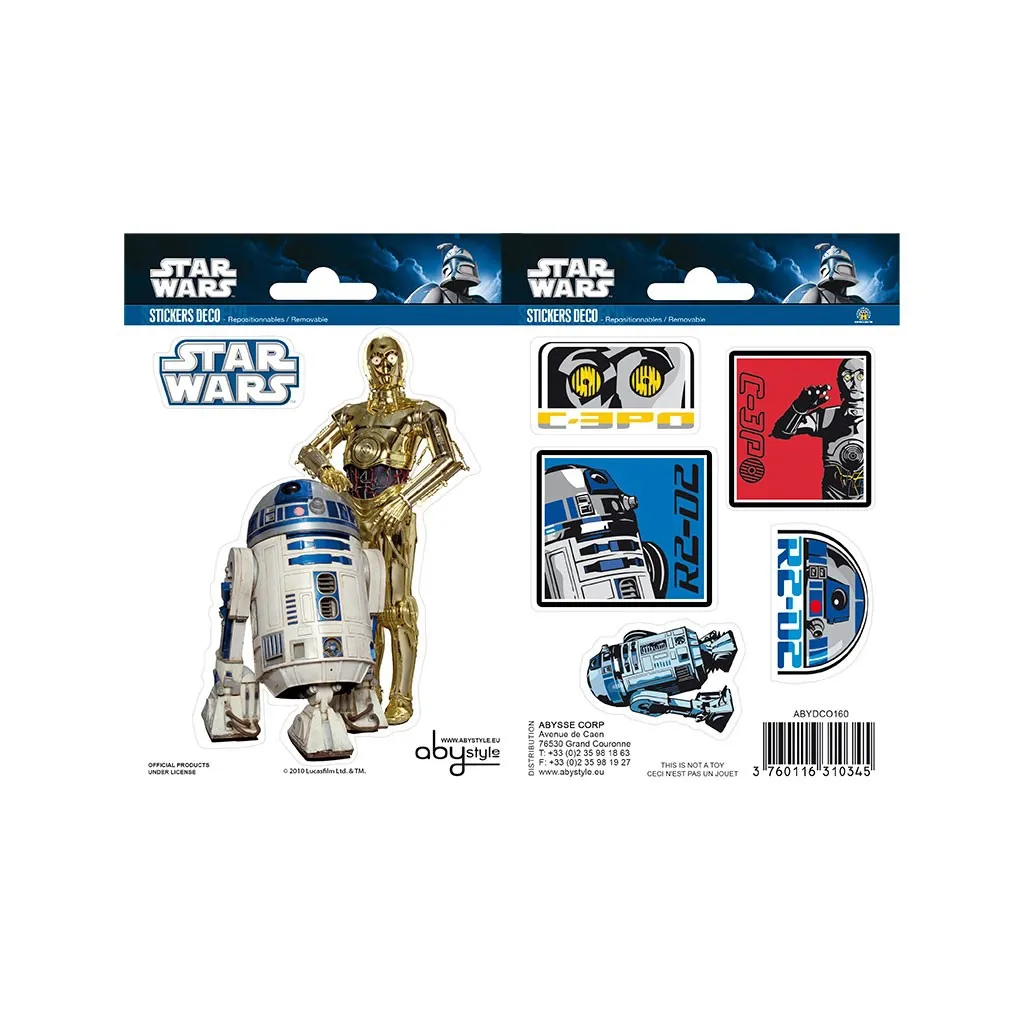 Стікер-наклейка ABYstyle Star Wars — R2-D2/C3PO 16х11 см / 2 аркуші (ABYDCO160)