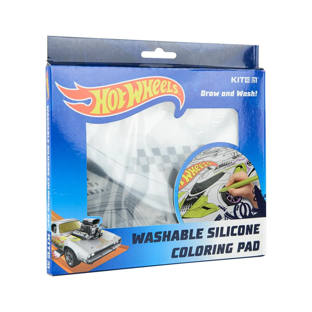 Підкладка настільна Kite силіконова розмальовка Hot Wheels, 30х40см (HW22-424)