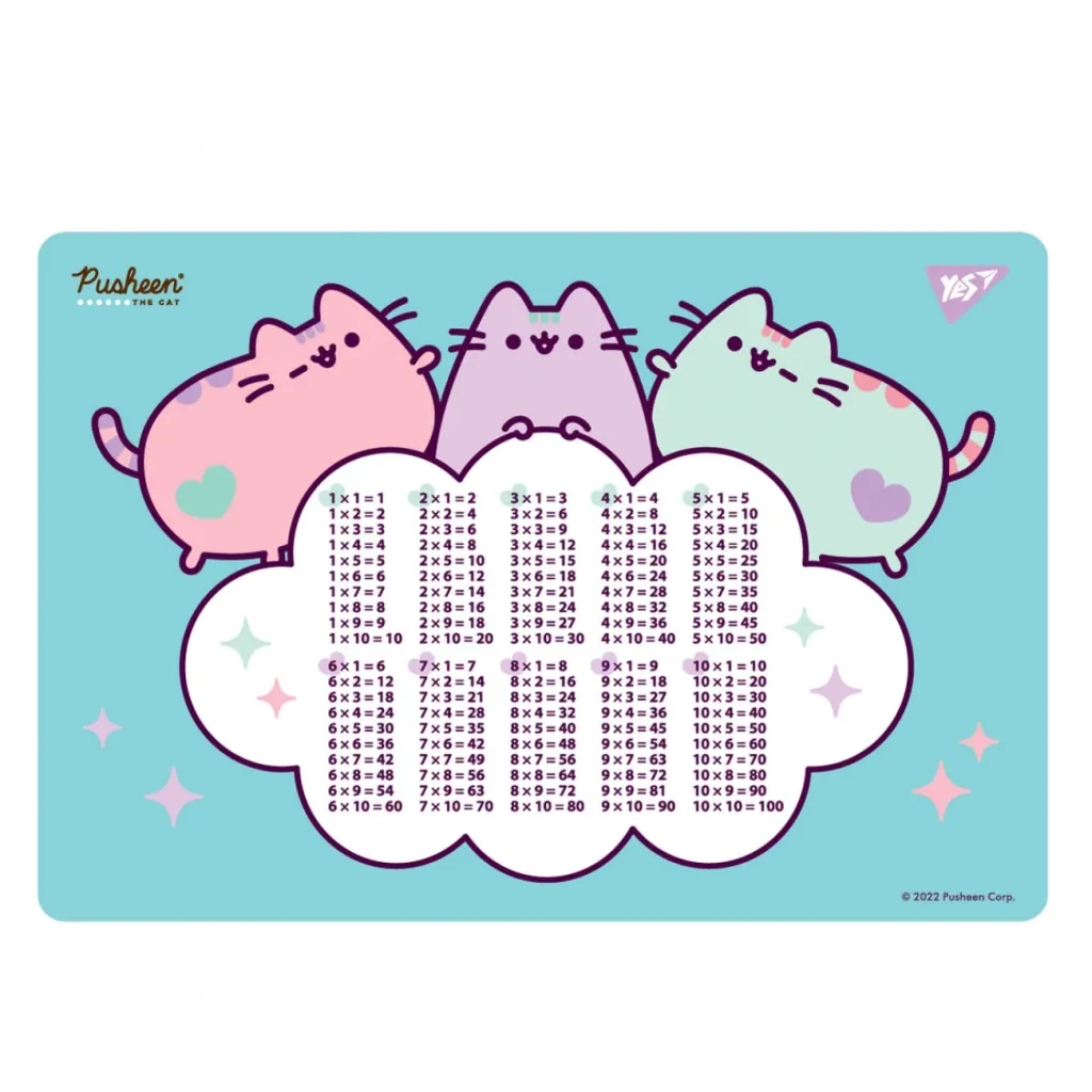 Підкладка настільна Yes Pusheen таблиця множення (492046)