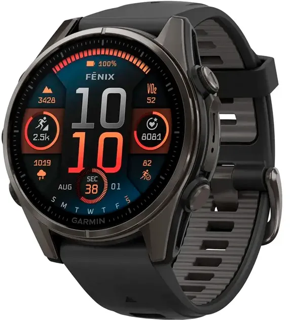 Смарт-часы Garmin Fenix 8 43mm AMOLED Sapphire Carbon Gray DLC Titanium with Black/Pebble Gray Sport Band (010-02903-20/21)