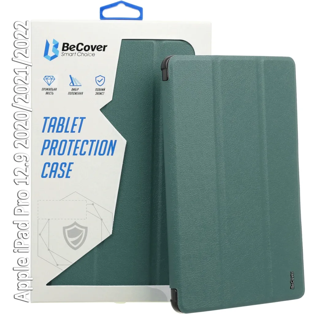 Чехла для планшета BeCover Tri Fold Soft TPU Silicone Apple iPad Pro 12.9 2020/2021/2022 Dark Green (709713)