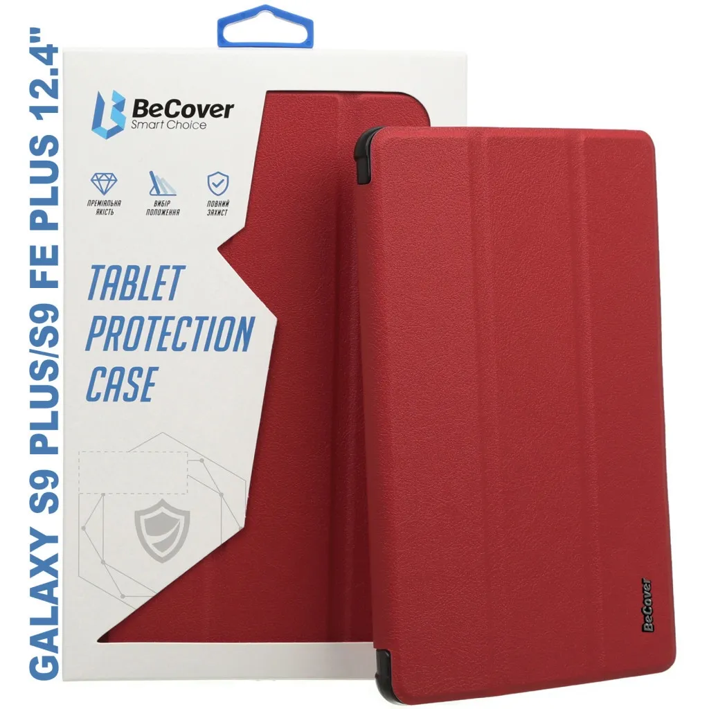 Чехла для планшета BeCover Smart Case Samsung Tab S9 Plus (SM-X810/SM-X816)/S9 FE Plus (SM-X610/SM-X616) 12.4" Red Wine (710372)