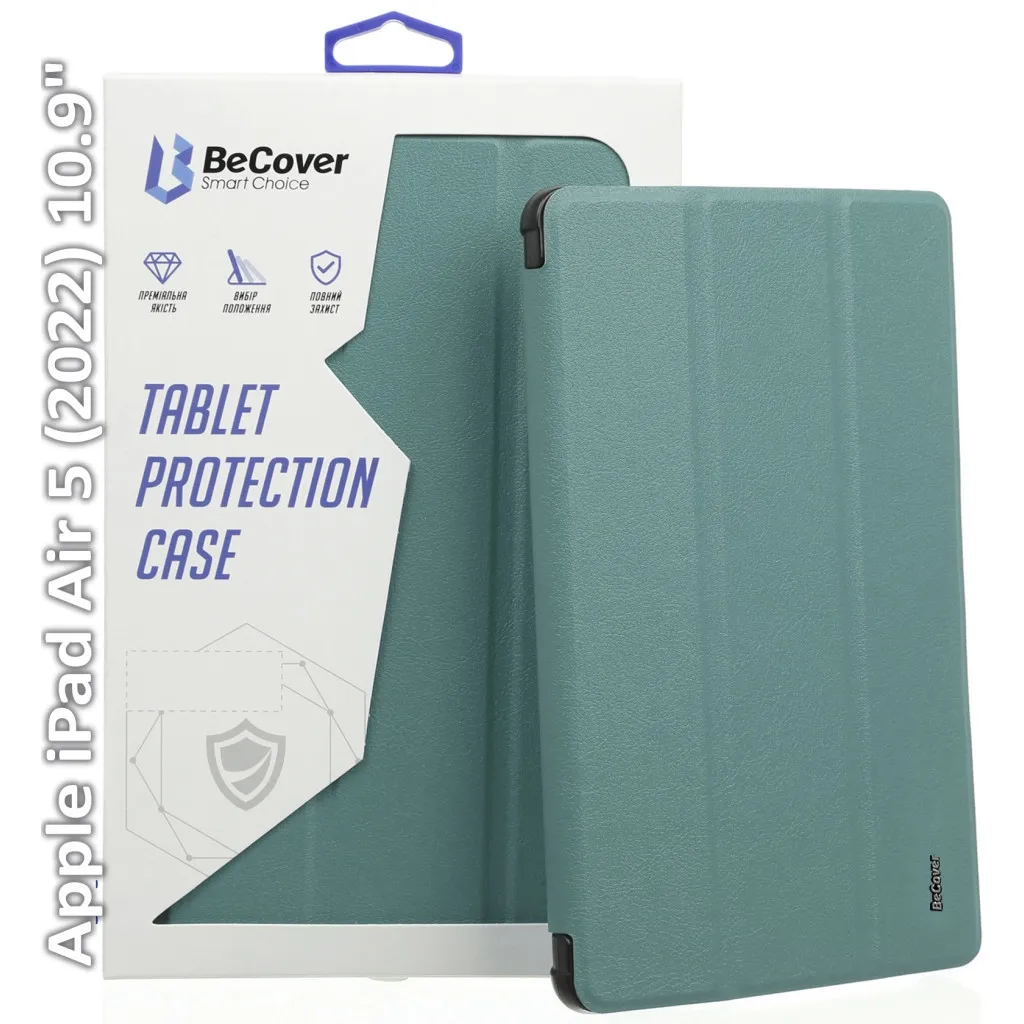 Чохол для планшета BeCover Tri Fold Hard Apple iPad Air (4/5) 2020/2022 10.9" Dark Green (709662) (709662)