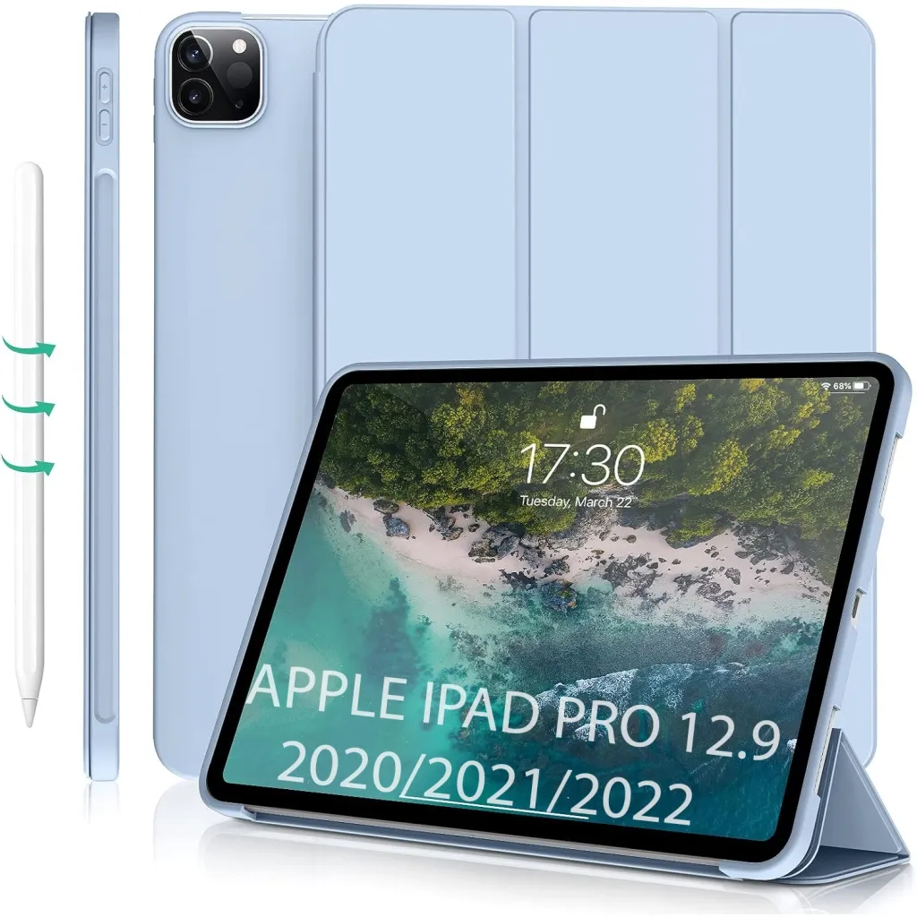 Чохол для планшета BeCover Tri Fold Soft TPU Silicone Apple iPad Pro 12.9 2020/2021/2022 Light Blue (711737)