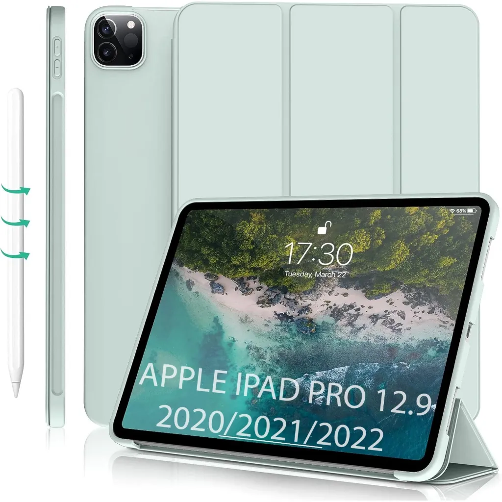  BeCover Tri Fold Soft TPU Silicone Apple iPad Pro 12.9 2020/2021/2022 Light Green (711738)