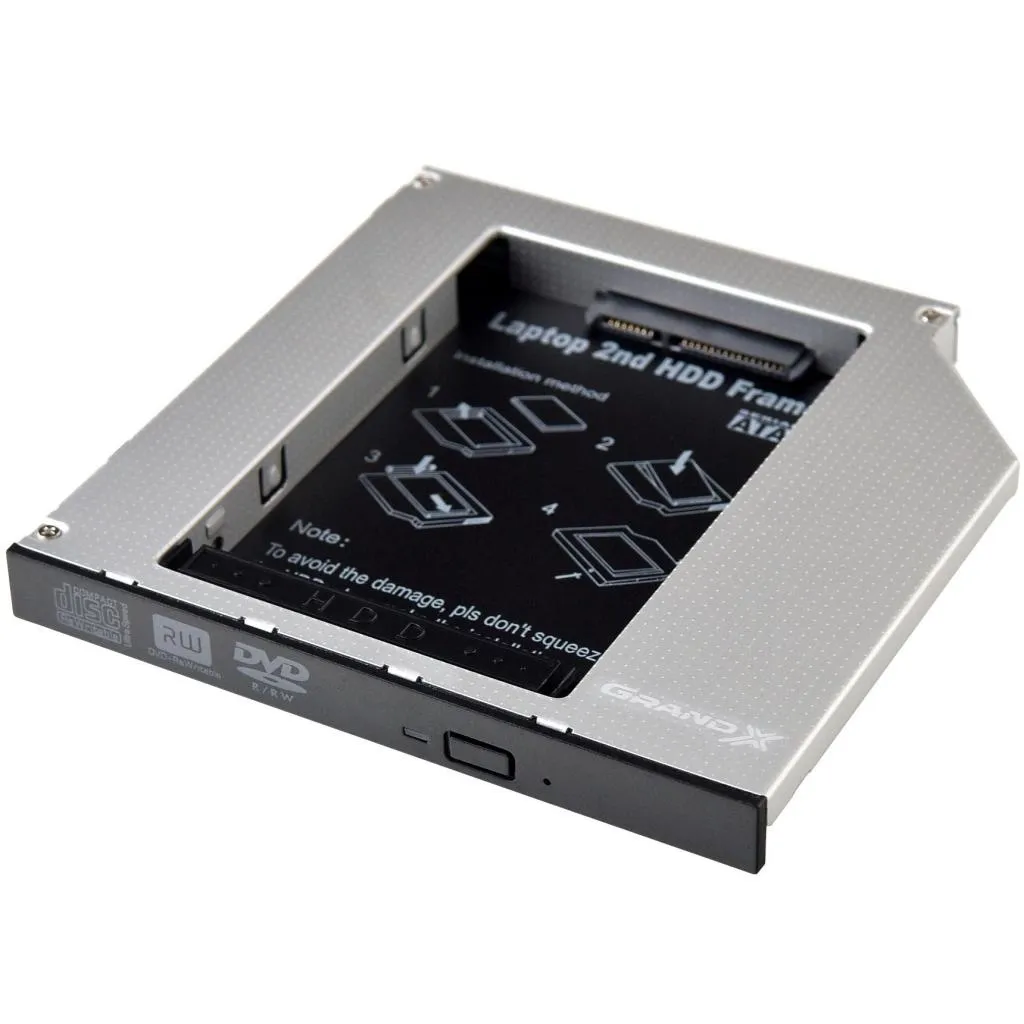 Фрейм-переходник Grand-X HDD 2.5'' to notebook 12.7 mm ODD SATA/mSATA (HDC-25N)