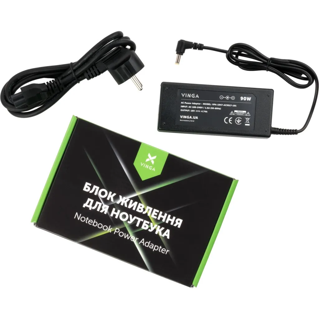 Блок питания для ноутбука Vinga ACER 90W 19V 4.74A 5.5*1.7 (VPA-1947-AC5517-101)