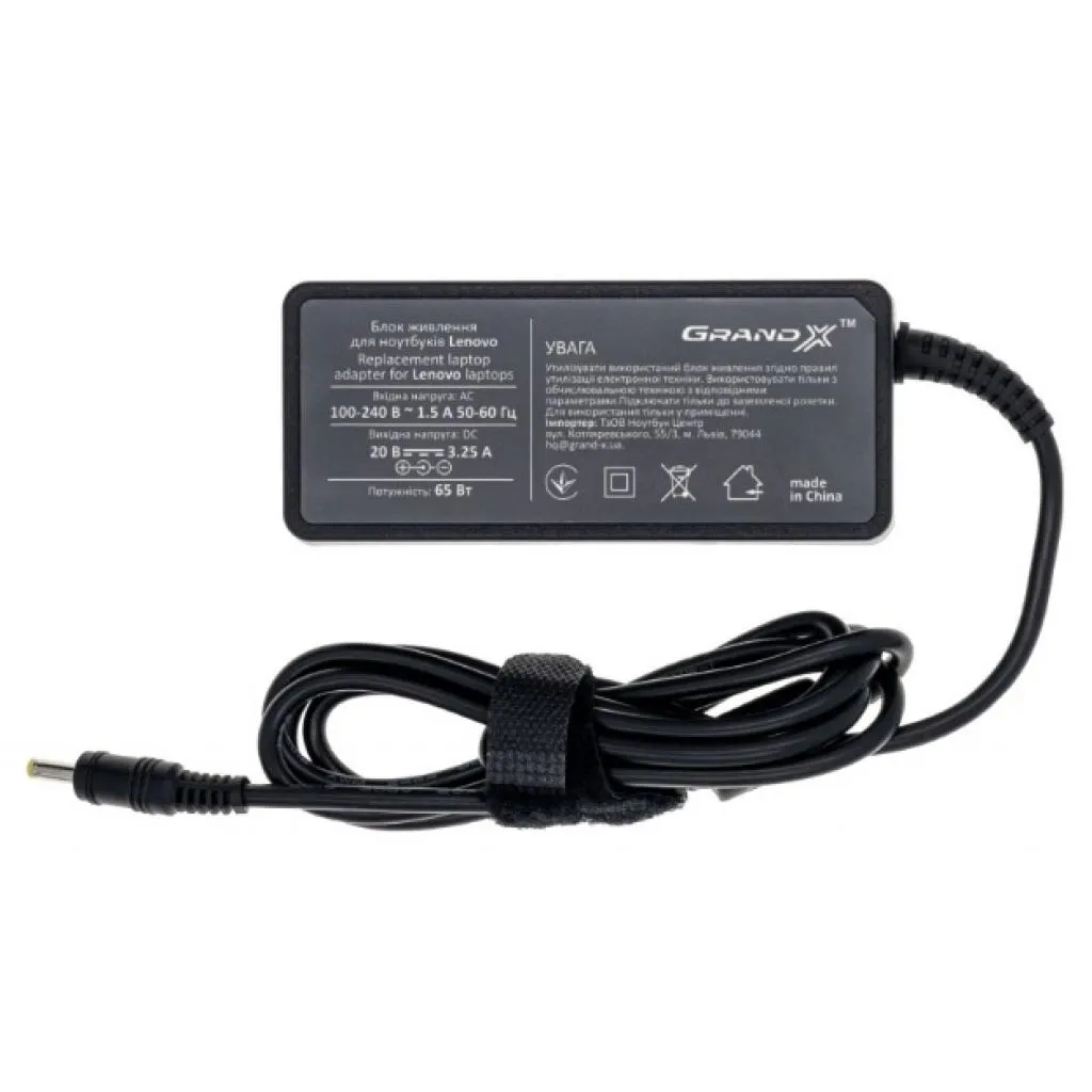 Блок питания для ноутбука Grand-X Lenovo (20V 2A 40W) 5,5x2,5mm (ORGLEL40WS)