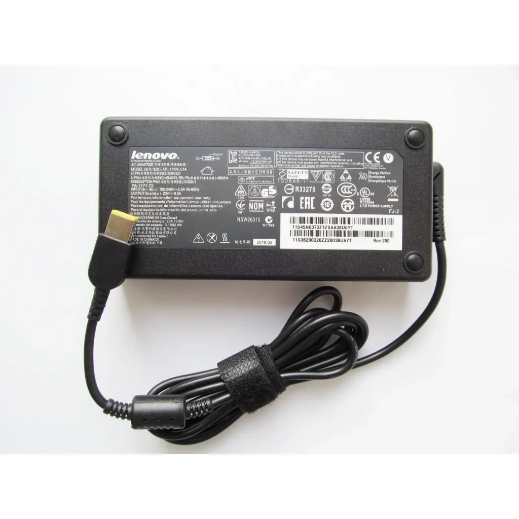 Блок живлення для ноутбука Lenovo 170W 20V, 8.50A, Rectangular Connector (pin inside) Slim (A40274)