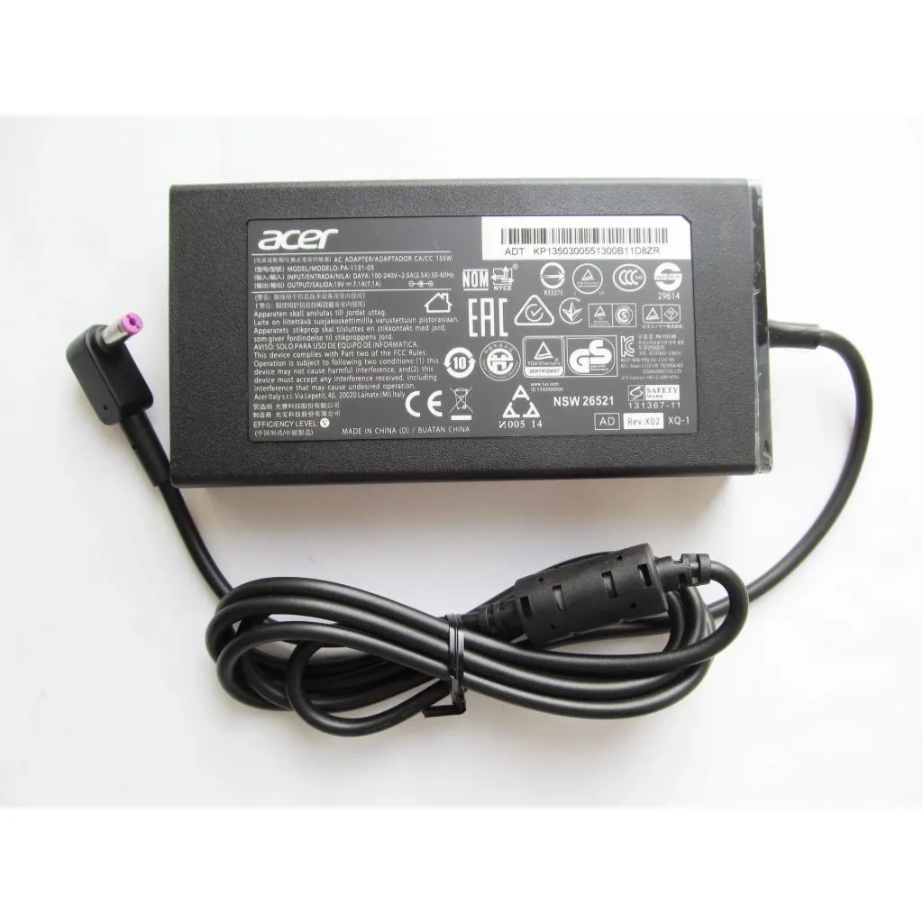 Блок живлення для ноутбука Acer 135W 19V, 7.1A, роз'єм 5.5/1.7, Slim-корпус (PA-1131-05 / A40276)