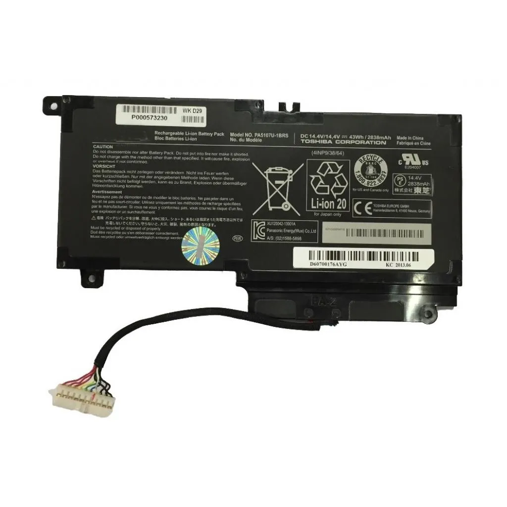  Toshiba PA5107U, 43Wh (2838mAh), 4cell, 14.4V, Li-ion (A47539)