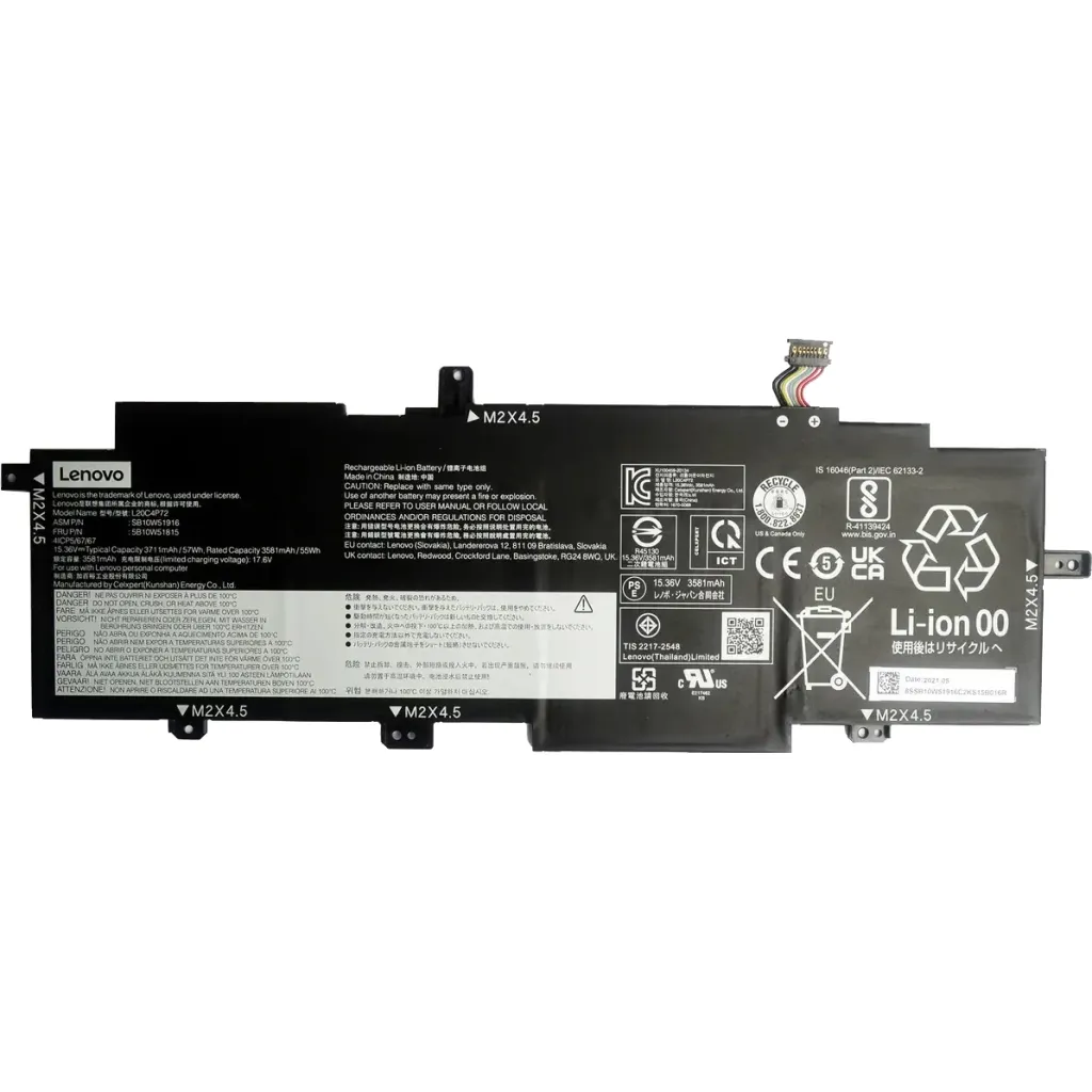 Акумулятор для ноутбука Lenovo ThinkPad T14s Gen2 L20C4P72, 3711mAh (57Wh), 4cell, 15.36V, Li-ion, black (A47785)