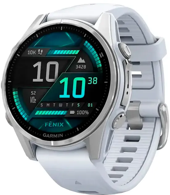 Смарт-годинник Garmin Fenix 8 43mm AMOLED Silver with Whitestone Silicone Band (010-02903-00)