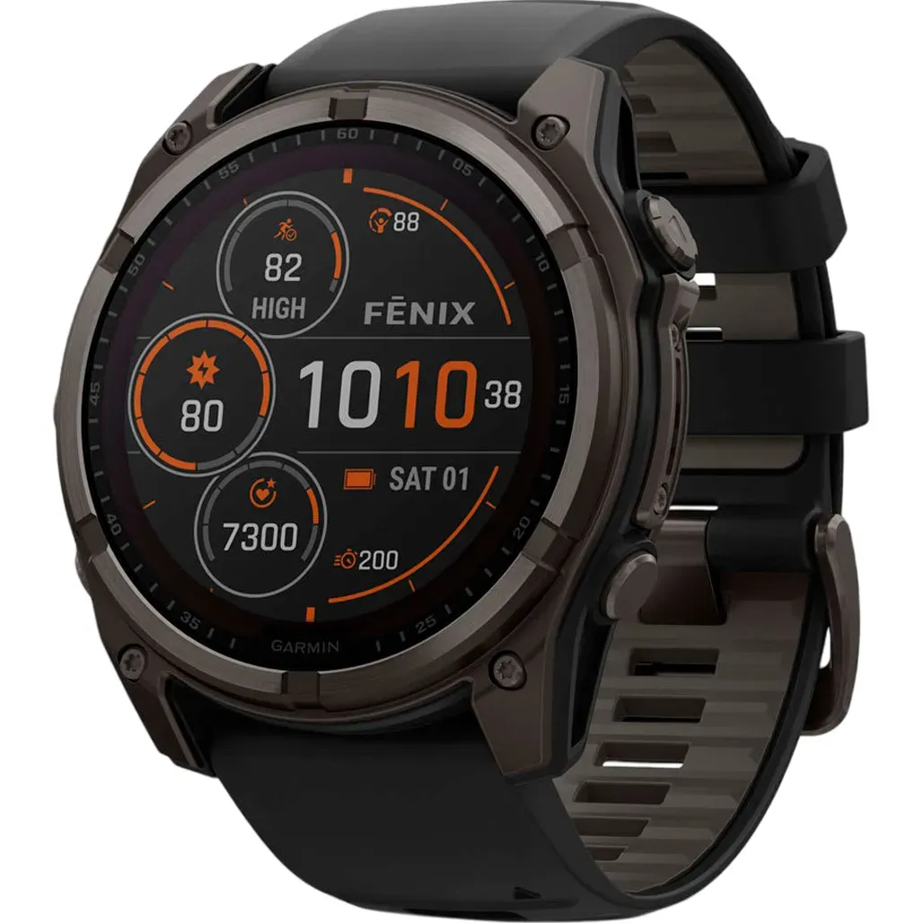 Смарт-годинник Garmin Fenix 8 51mm Solar Sapphire Carbon Gray DLC Titanium with Black/Pebble Gray Silicone Band (010-02907-10/11)