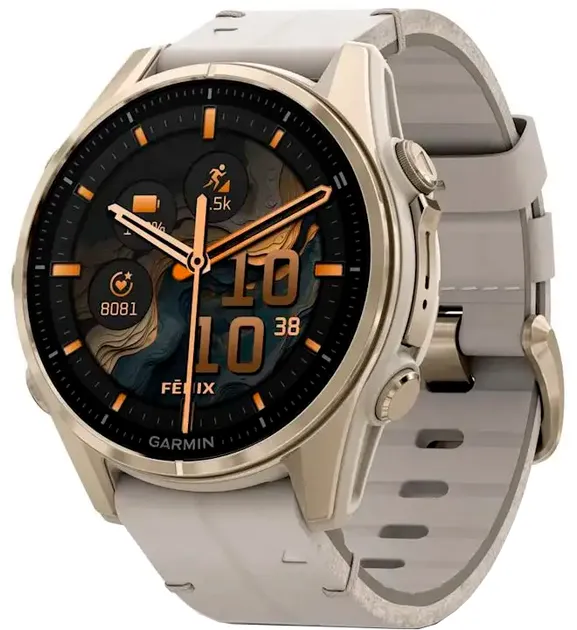 Смарт-годинник Garmin Fenix 8 43mm AMOLED Sapphire Soft Gold with Limestone Leather Band (010-02903-40)