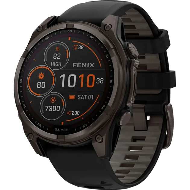 Смарт-часы Garmin Fenix 8 47mm Solar Sapphire Carbon Gray DLC Titanium with Black/Pebble Gray Silicone Band (010-02906-10/11)