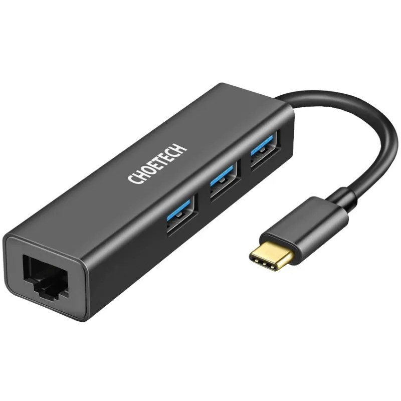 Док-станция Choetech HUB-U02 4-In-1 USB-C to RJ45 (HUB-U02-BK)