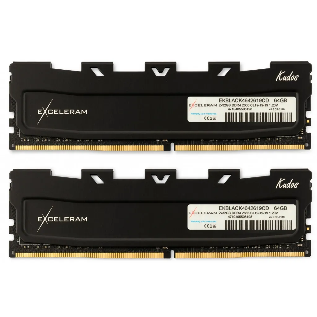 Оперативная память DDR4 64GB (2x32GB) 2666 MHz Black Kudos eXceleram (EKBLACK4642619CD)