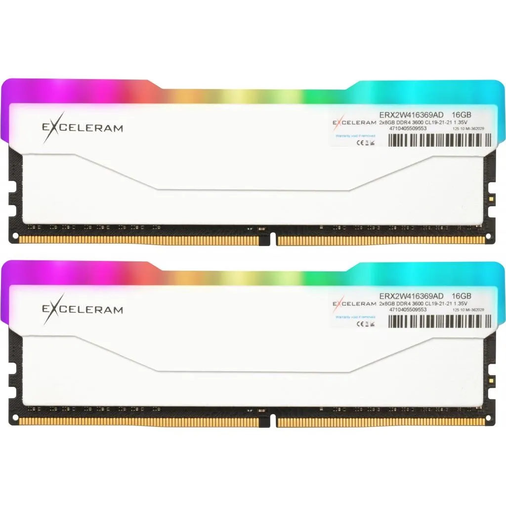 Оперативна пам'ять DDR4 16GB (2x8GB) 3600 MHz RGB X2 Series White eXceleram (ERX2W416369AD)