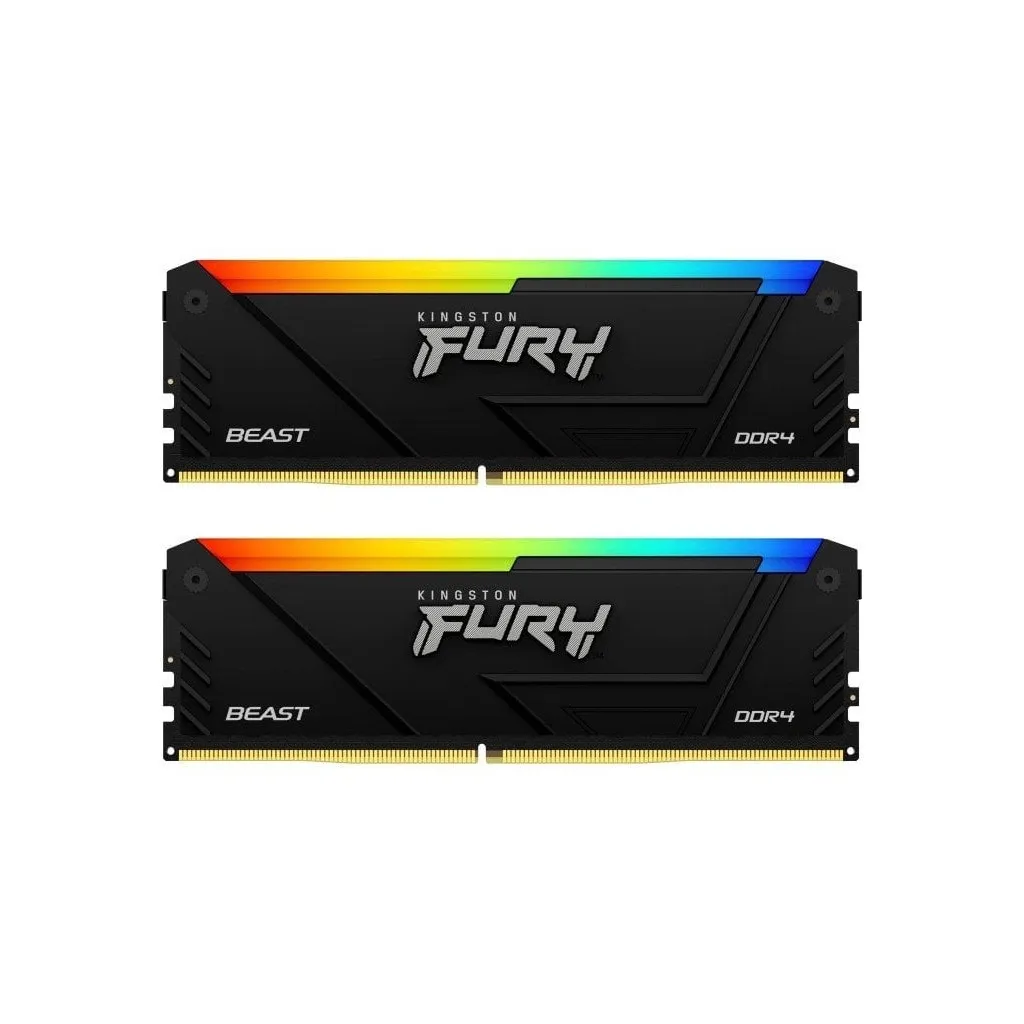 Оперативная память DDR4 64GB (2x32GB) 3200 MHz Beast RGB Black Kingston Fury (ex.HyperX) (KF432C16BB2AK2/64)