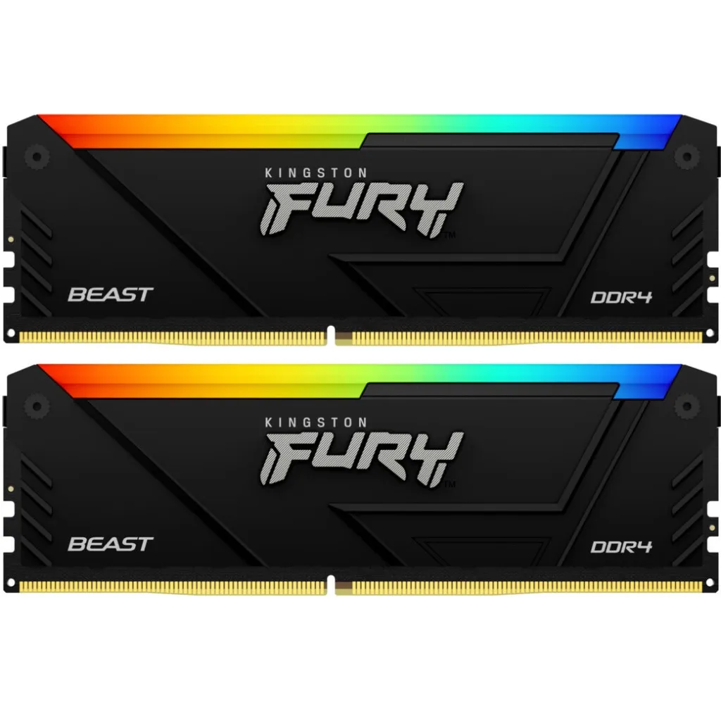 Оперативна пам'ять DDR4 32GB (2x16GB) 3733 MHz Beast Black RGB Kingston Fury (ex.HyperX) (KF437C19BB12AK2/32)