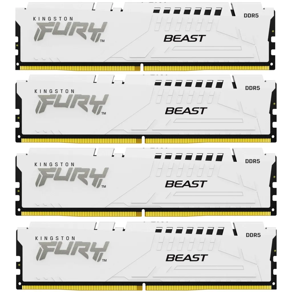 Оперативная память DDR5 128GB (4x32GB) 5600 MHz FURY Beast White Kingston Fury (ex.HyperX) (KF556C40BWK4-128)