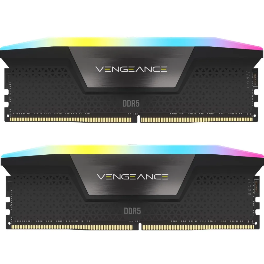 Оперативна пам'ять DDR5 48GB (2x24GB) 6400 MHz Vengeance RGB Black Corsair (CMH48GX5M2B6400C36)