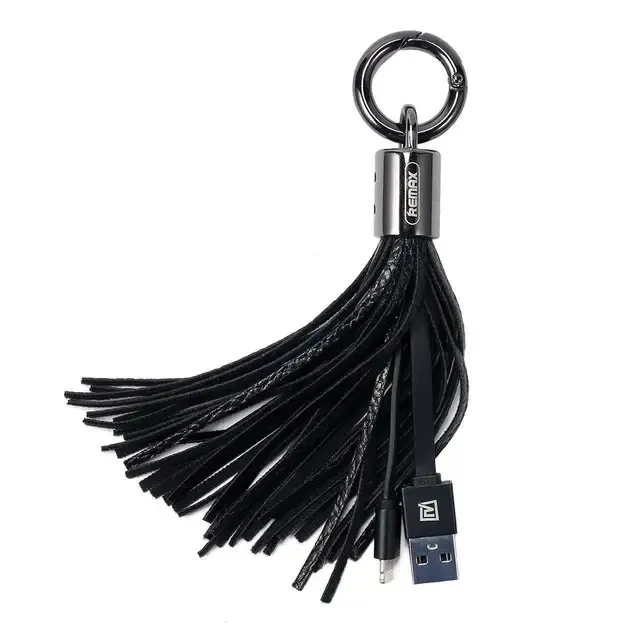 Кабель синхронизации Remax RC-053i Tassel Ring USB-Lightning 0.15m Black (6954851260141)