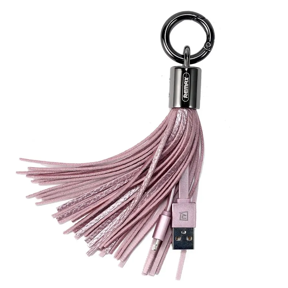 Кабель синхронизации Remax RC-053i Tassel Ring USB-Lightning 0.15m Pink (6954851260189)