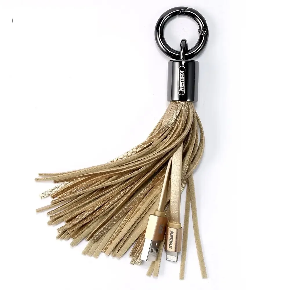 Кабель синхронизации Remax RC-053i Tassel Ring USB-Lightning 0.15m Gold (6954851260172)