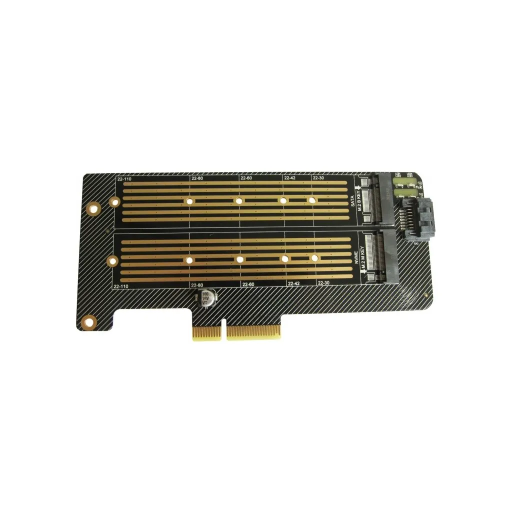  Dynamode 2х M.2 NVMe M-Key /SATA B-key SSD to PCI-E 3.0 x4/ x8/ x16, (PCI-Ex4- 2xM.2 MB-key)