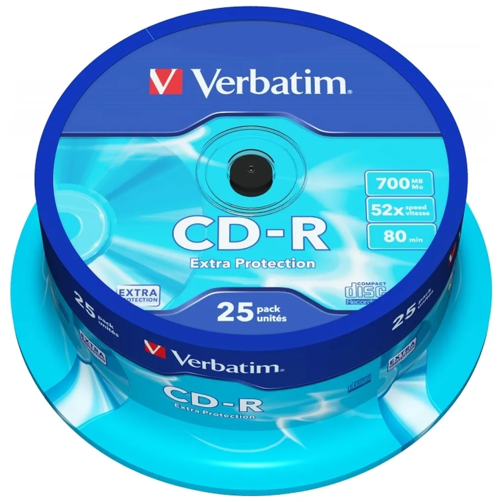 Компакт-диск та дискета Диск CD Verbatim CD-R 700Mb 52x Cake box 25шт Extra (43432)