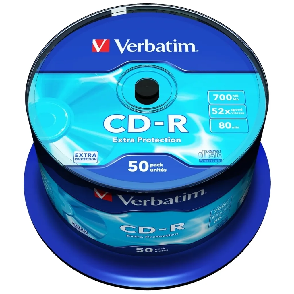 Компакт-диск та дискета Диск CD Verbatim CD-R 700Mb 52x Cake box 50 Extra (43351)