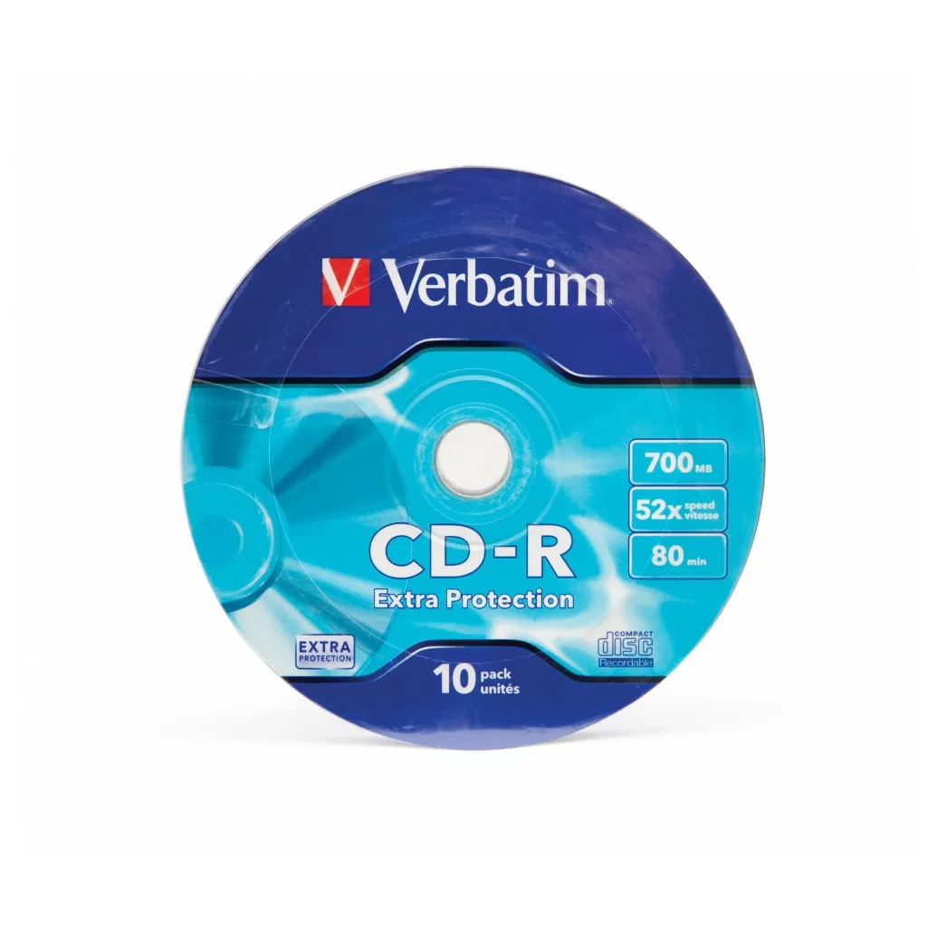 Компакт-диск и дискета Диск CD Verbatim CD-R 700Mb 52x Spindle Wrap box Extra (43725)