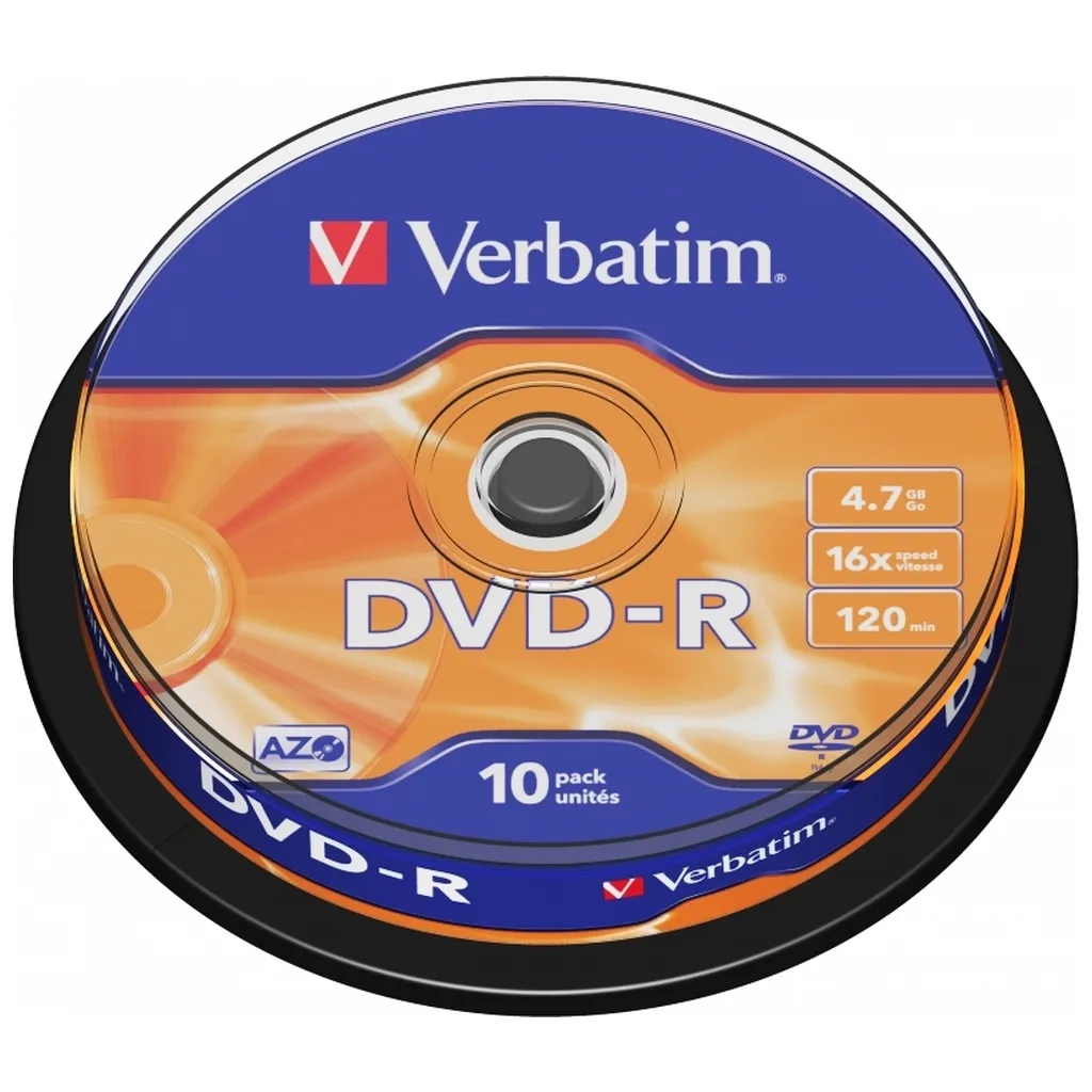 Компакт-диск и дискета Диск DVD Verbatim 4.7Gb 16X CakeBox 10шт (43523)